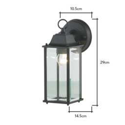 Lille Outdoor Bevelled Glass Wall Light Lantern, Black - thumbnail 7