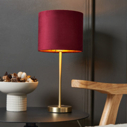 Velvet Table Lamp, Raspberry Red - thumbnail 3