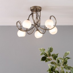 Soni Large Flush Ceiling Light, Antique Brass - thumbnail 3