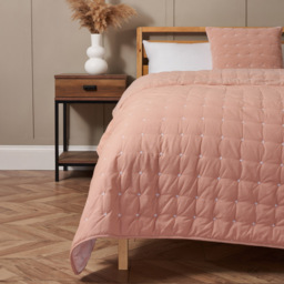 Cross Stitch Quilted Bedspread, Pink