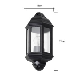 Hunda Outdoor Half Wall Lantern with PIR Sensor, Black - thumbnail 7