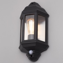Hunda Outdoor Half Wall Lantern with PIR Sensor, Black - thumbnail 4