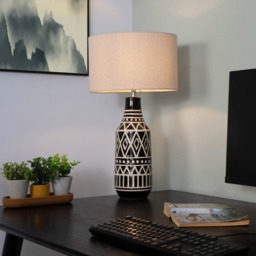 Odin Tribal Ceramic Table Lamp, Black - thumbnail 7