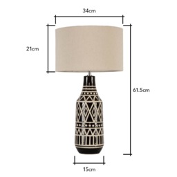 Odin Tribal Ceramic Table Lamp, Black - thumbnail 8