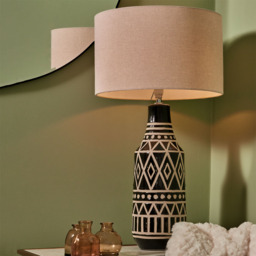 Odin Tribal Ceramic Table Lamp, Black - thumbnail 3