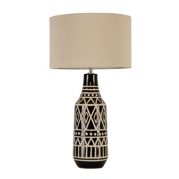 Odin Tribal Ceramic Table Lamp, Black