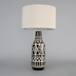 Odin Tribal Ceramic Table Lamp, Black - thumbnail 5