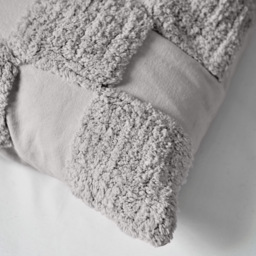100% Cotton Tufted Checkerboard Cushion, Grey - thumbnail 4