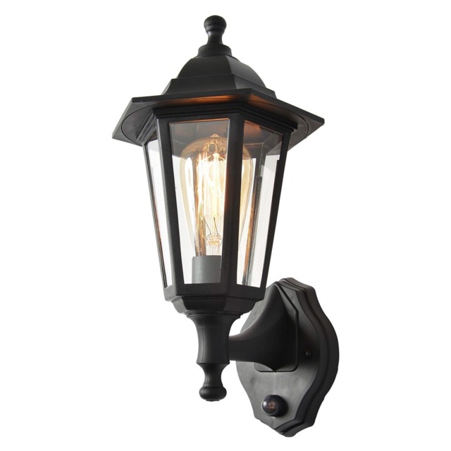Ferris Outdoor Polycarbonate Wall Lantern with PIR Sensor, Black - image 1