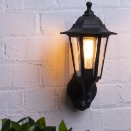 Ferris Outdoor Polycarbonate Wall Lantern with PIR Sensor, Black - thumbnail 3