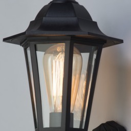 Ferris Outdoor Polycarbonate Wall Lantern with PIR Sensor, Black - thumbnail 6