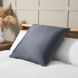 Large Velour Piped Cushion, Silver