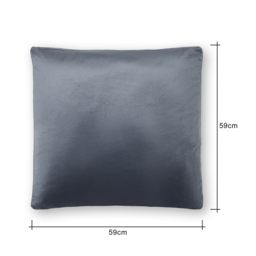 Large Velour Piped Cushion, Silver - thumbnail 6