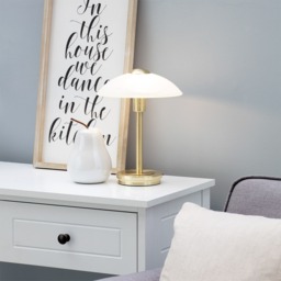 Archie Touch Lamp, Satin Brass and Alabaster - thumbnail 3