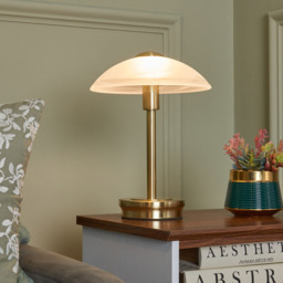 Archie Touch Lamp, Satin Brass and Alabaster - thumbnail 4