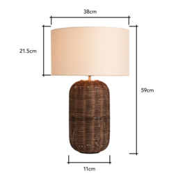 Garvey Large Rattan Table Lamp, Walnut - thumbnail 8
