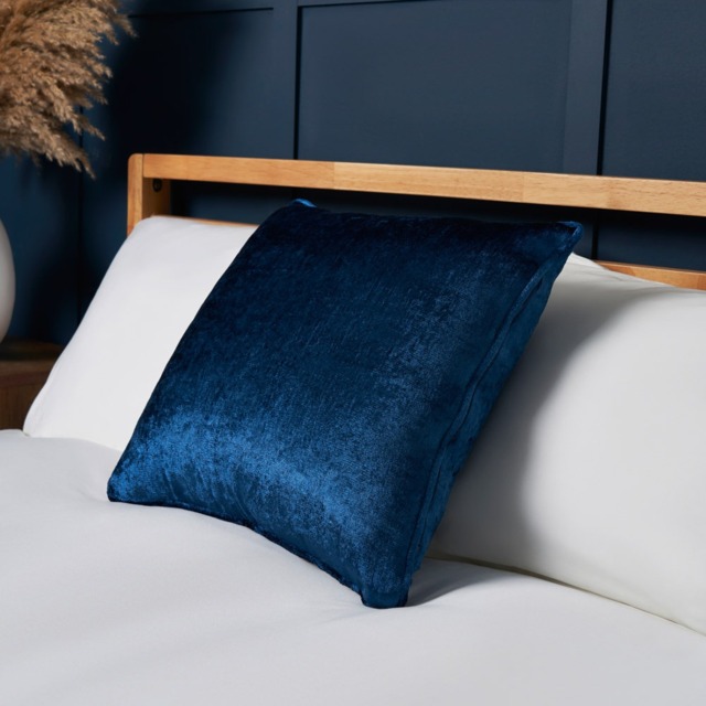 Luxury Crushed Velvet Cushion, Navy - image 1