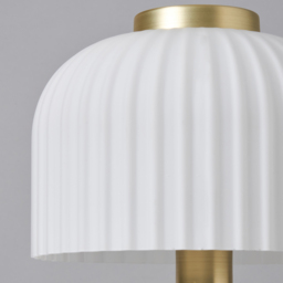 Binita Glass Ribbed Table Lamp, Opal & Brass - thumbnail 6