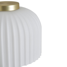 Binita Glass Ribbed Table Lamp, Opal & Brass - thumbnail 8