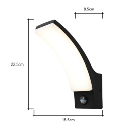 Klaus Outdoor Curved LED Wall Light with PIR Sensor, Black - thumbnail 7