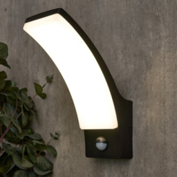 Klaus Outdoor Curved LED Wall Light with PIR Sensor, Black - thumbnail 3