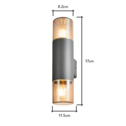 Rome Outdoor Round Up & Down Wall Light with Smoked Shade, Grey - thumbnail 7