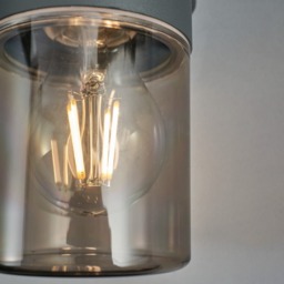 Rome Outdoor Round Up & Down Wall Light with Smoked Shade, Grey - thumbnail 6