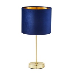 Velvet Table Lamp, Navy and Brass - thumbnail 8