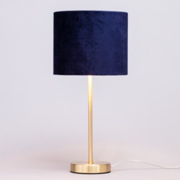 Velvet Table Lamp, Navy and Brass - thumbnail 4
