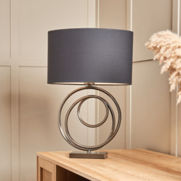 Saturn Swirl Base Table Lamp with Dark Grey Shade, Black Nickel - thumbnail 9