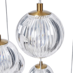 Rimi 7 Light LED Cluster Ceiling Pendant, Satin Brass - thumbnail 8