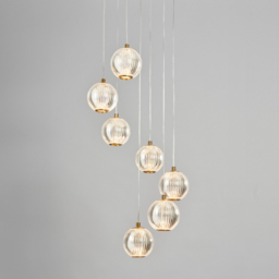 Rimi 7 Light LED Cluster Ceiling Pendant, Satin Brass - thumbnail 4