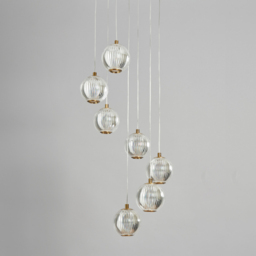 Rimi 7 Light LED Cluster Ceiling Pendant, Satin Brass - thumbnail 5
