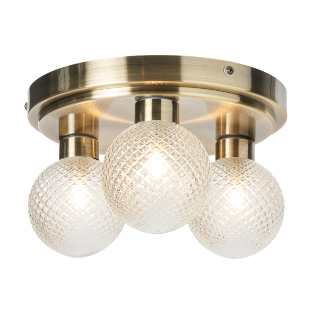 Diana 3 Light Bathroom Flush Ceiling Light, Antique Brass - image 1