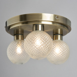 Diana 3 Light Bathroom Flush Ceiling Light, Antique Brass - thumbnail 4
