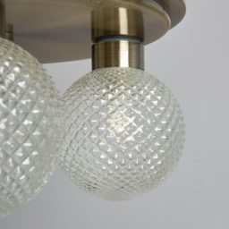 Diana 3 Light Bathroom Flush Ceiling Light, Antique Brass - thumbnail 6