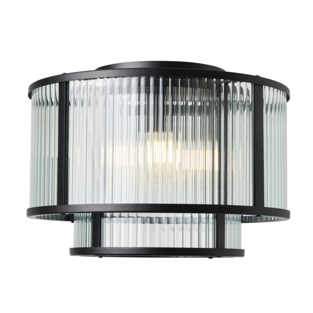 Jasmine Ribbed Glass Flush Ceiling Light, Black - image 1