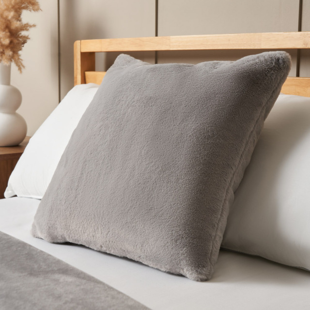 Faux Fur Cushion, Grey - image 1