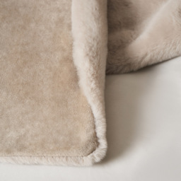 Faux Fur Throw with Velvet Backing, Natural - thumbnail 4