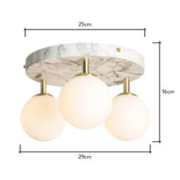 Leona 3 Light Bathroom Flush Ceiling Light, Marble - thumbnail 9