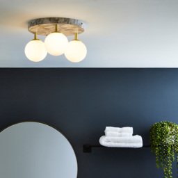 Leona 3 Light Bathroom Flush Ceiling Light, Marble - thumbnail 3