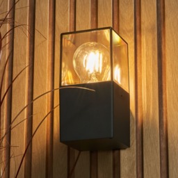 Rome Outdoor Square Up Wall Light with Smoked Shade, Grey - thumbnail 3