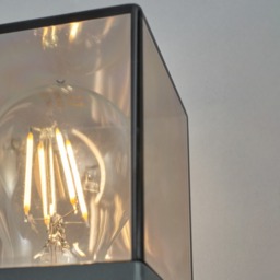 Rome Outdoor Square Up Wall Light with Smoked Shade, Grey - thumbnail 6