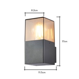 Rome Outdoor Square Up Wall Light with Smoked Shade, Grey - thumbnail 7