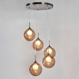 Petrice Glass Ball Ceiling Cluster Pendant, Black Nickel - thumbnail 4