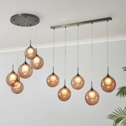 Petrice Glass Ball Ceiling Cluster Pendant, Black Nickel - thumbnail 7