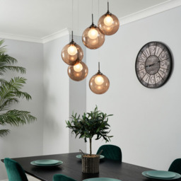 Petrice Glass Ball Ceiling Cluster Pendant, Black Nickel - thumbnail 3
