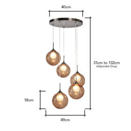 Petrice Glass Ball Ceiling Cluster Pendant, Black Nickel - thumbnail 8