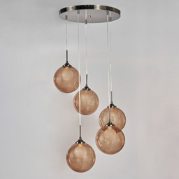 Petrice Glass Ball Ceiling Cluster Pendant, Black Nickel - thumbnail 5
