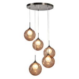 Petrice Glass Ball Ceiling Cluster Pendant, Black Nickel - thumbnail 1